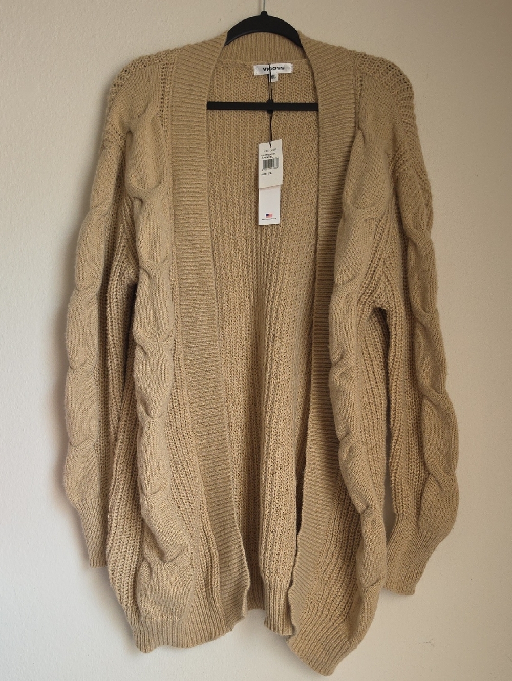 NWT Vigoss Tan Oatmeal Sweater Cardigan Size XL